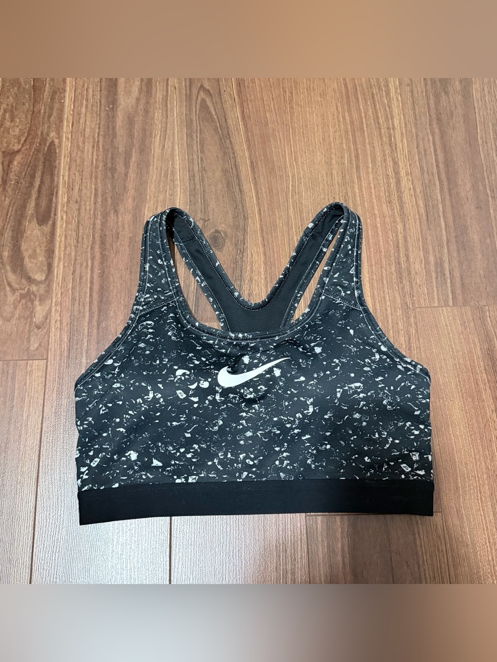 Nike Black & White Marbled Racerback Sports Bra